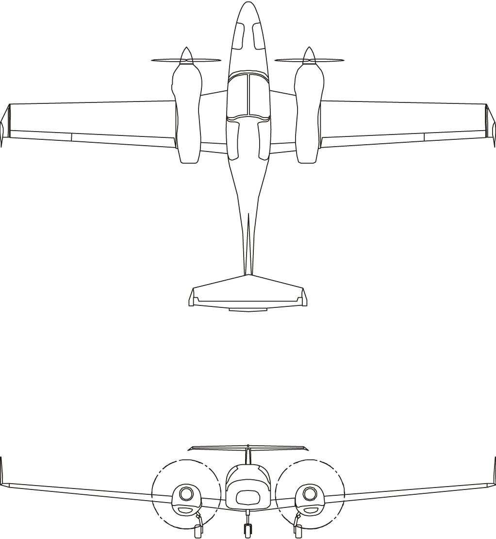 6627 EFTA Diamond Aircraft Line Drawing 1022X1110px